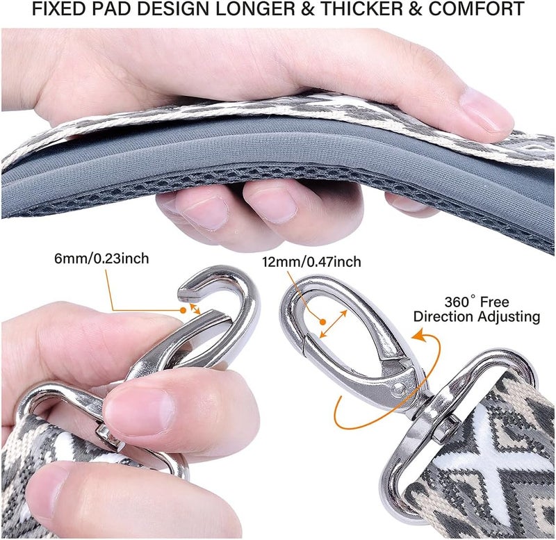 UOZL 59 Inch Shoulder Straps, Soft with Ultra-Thick Fixed Shoulder Pad, Two Way Independently Adjustable Buckle Replacement Straps for Laptop Bag Messenger Bag Tool Bag Luggage,Dark Black Grey - Image 4